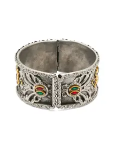 YouBella Women Silver-Plated Oxidised Cuff Bracelet