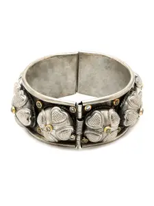 YouBella Women Silver-Plated Oxidised Cuff Bracelet