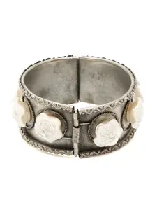 YouBella Women Silver-Plated Oxidised Cuff Bracelet