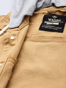 WROGN Slim Fit Hooded Pure Cotton Denim Jacket