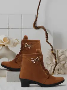 Krafter Women Embellished Heeled Suede Regular Boots