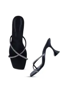 SCENTRA Embellished Open Toe Block Heels