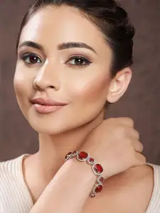 Saraf RS Jewellery Women Silver-Plated Cubic Zirconia Wraparound Bracelet