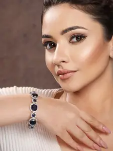 Saraf RS Jewellery Women Silver-Plated Cubic Zirconia Wraparound Bracelet