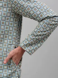 Jompers Thread Work Embroidered Pure Cotton Kurta with Pyjamas