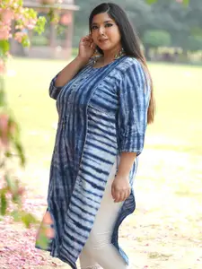 KAAJH Plus Size Tie & Dye Gotta Patti Pure Cotton Panelled Kurta