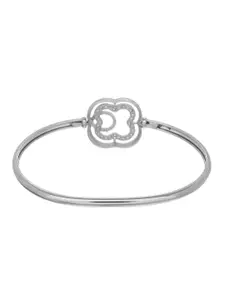 Voylla Women Rhodium-Plated Cubic Zirconia Cuff Bracelet