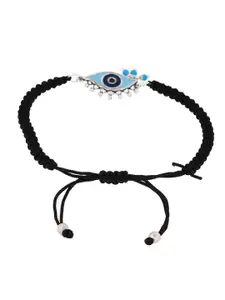 Voylla Silver-Plated Evil Eye Wraparound Oxidized Bracelet