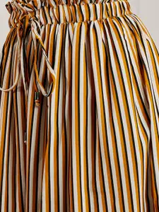 Marie Claire Mustard Yellow & Black Striped A-Line Midi Skirt