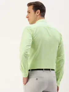 Peter England Slim Fit Band Collar Full Sleeves Self Design Formal Shirt