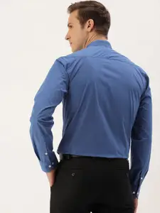 Peter England Slim Fit Band Collar Full Sleeves Solid Formal Shirt