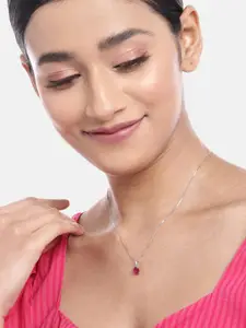 Zavya Women Rhodium-Plated CZ Studded Sterling Silver Pendant with Chain