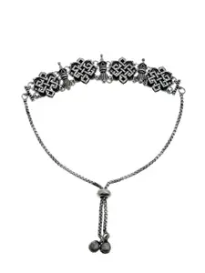 Voylla Silver-Plated Knot Drawstring Charm Bracelet
