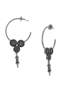 Voylla Silver-Plated Oxidised Circular Shaped Hoop Earrings