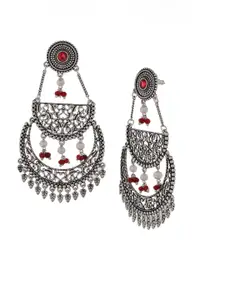 Voylla Silver-Plated Contemporary Chandbalis Earrings