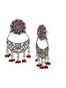 Voylla Silver-Toned Contemporary Drop Earrings