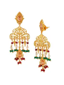 Voylla Gold-Toned Contemporary Drop Earrings