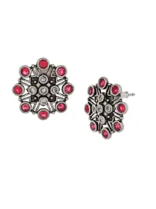 Voylla Silver-Toned Circular Studs Earrings