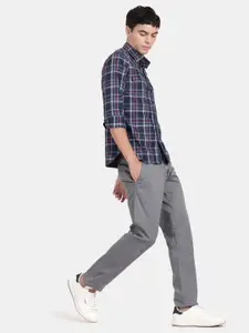 t-base Tartan Checked Cotton Casual Shirt