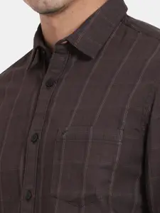 t-base Windowpane Checks Opaque Cotton Casual Shirt