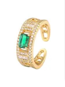 ZIVOM Women 18K Gold-Plated Cubic Zirconia Studded Finger Ring