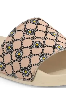 DressBerry Women Beige And Black Printed Sliders