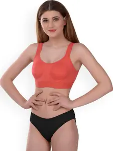 AROUSY Cotton Non-Padded Non-Wired Bra & Mid-Rise Briefs Gayla Set_Orange_40