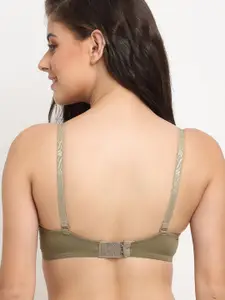 MAKCLAN Medium Coverage Underwired Lightly Padded All Day Comfort Dry Fit Push-Up Lace Bra