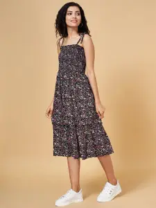 YU by Pantaloons Floral Printed Tiered Fit & Flare Midi Dress