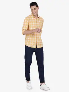 t-base Checked Spread Collar Cotton Casual Shirt