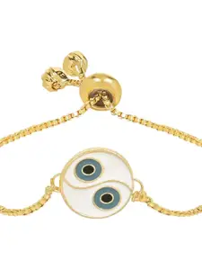 I Jewels Gold-Plated Evil Eye Charm Bracelet