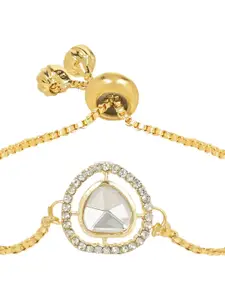 I Jewels Gold-Plated Stone Studded Charm Bracelet