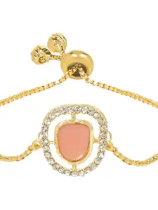 I Jewels Gold-Plated Stone Studded Charm Bracelet
