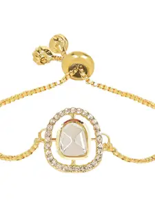 I Jewels Gold-Plated Stone Studded Charm Bracelet