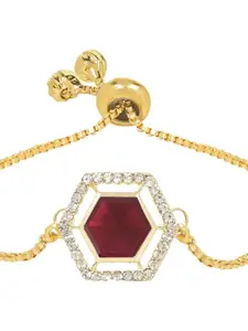 I Jewels Gold-Plated Stone Studded Charm Bracelet