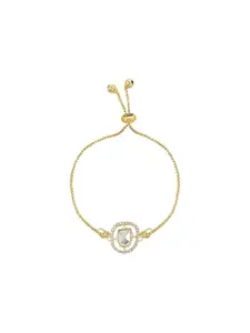 I Jewels Gold-Plated Stone Studded Charm Bracelet