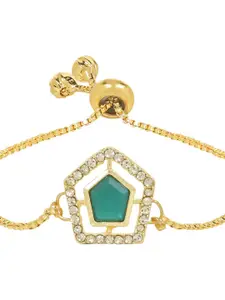 I Jewels Gold-Plated Stone Studded Charm Bracelet