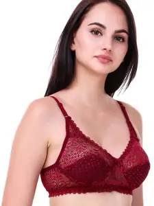 Piylu Pack Of 3 Floral Lace Cotton Everyday Bra With Full Coverage Non-Wired Non Padded