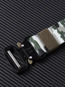 Roadster Men White & Green Woven Design Tactical Canvas Belt