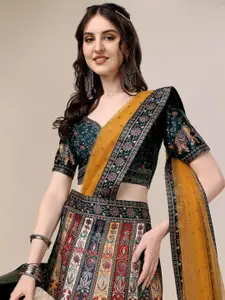 SAPTRANGI Beads and Stones Semi-Stitched Lehenga & Unstitched Blouse With Dupatta