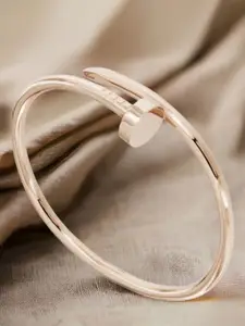 MYKI Unisex Nail Design Rose Gold-Plated Cuff Bracelet