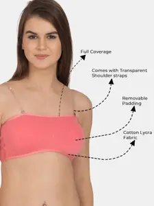 Tweens Strapless Cotton Bandeau Bra Medium Coverage Lightly Padded