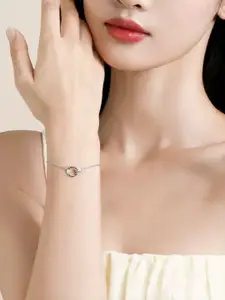 MYKI Cubic Zirconia Silver-Plated Stainless Steel Charm Bracelet