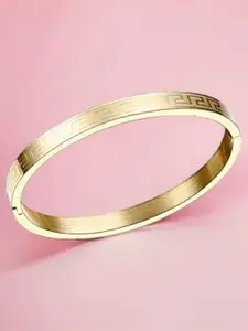 MYKI Cubic Zirconia Gold-Plated Stainless Steel Kada Bracelet