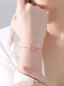 MYKI Women Rose Gold Plated Cubic Zirconia Link Bracelet