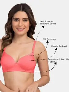 Tweens Heavily Padded 3/4th Coverage Semi Push-Up Seamless T-Shirt Bra