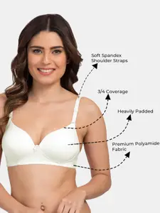 Tweens Heavily Padded 3/4th Coverage Semi Push-Up Seamless T-Shirt Bra