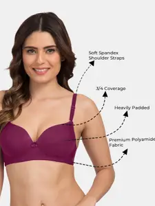 Tweens Heavily Padded 3/4th Coverage Semi Push-Up Seamless T-Shirt Bra