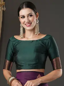 Anouk Purple & Gold-Toned Woven Design Zari Banarasi Saree