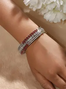 Jazz and Sizzle Brass American Diamond Rhodium-Plated Bangle-Style Bracelet